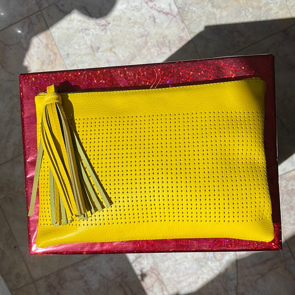 Yellow Decoss Leather Clutch